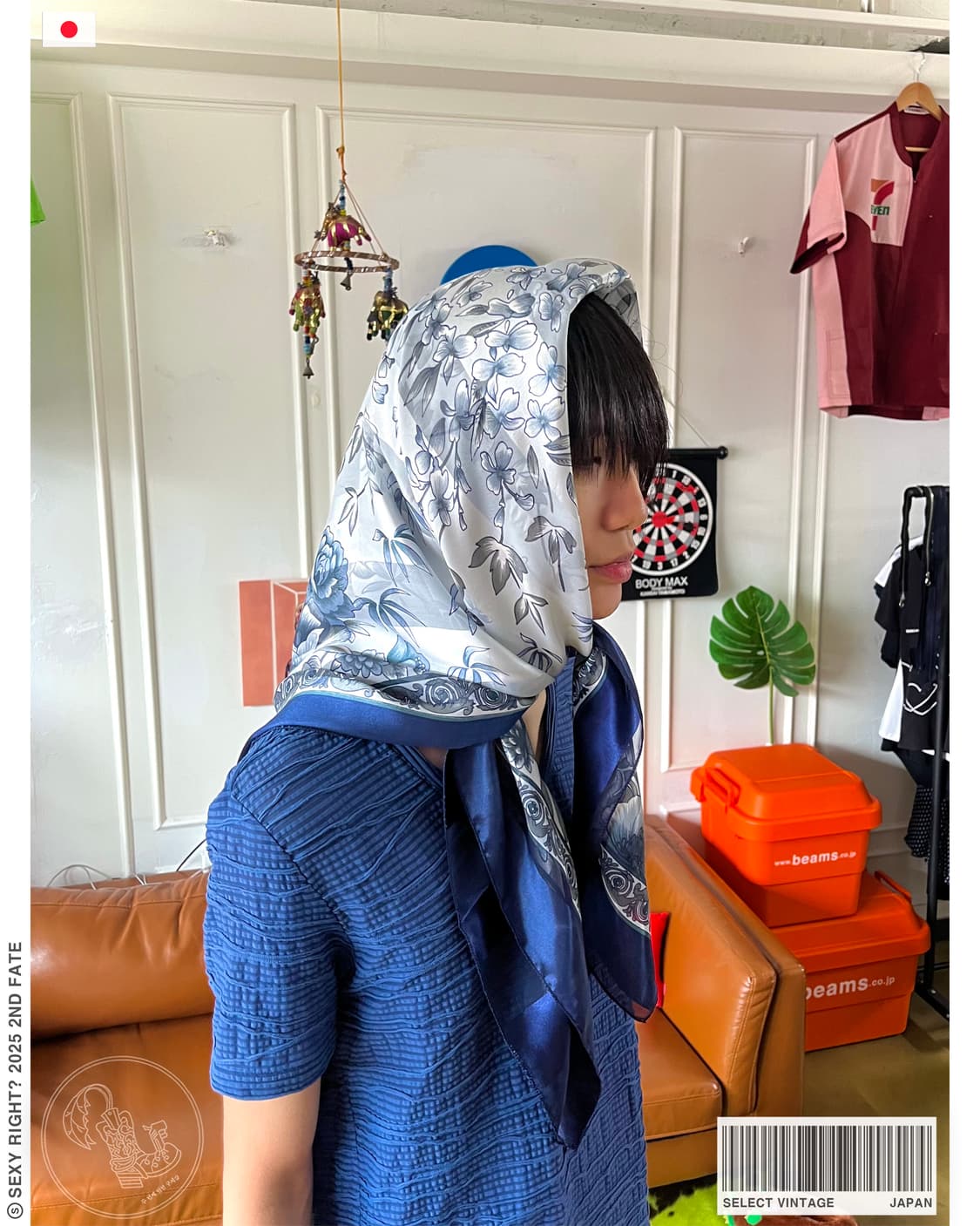 Japanese Vintage Floral Silk Big Scarf 상품이미지1