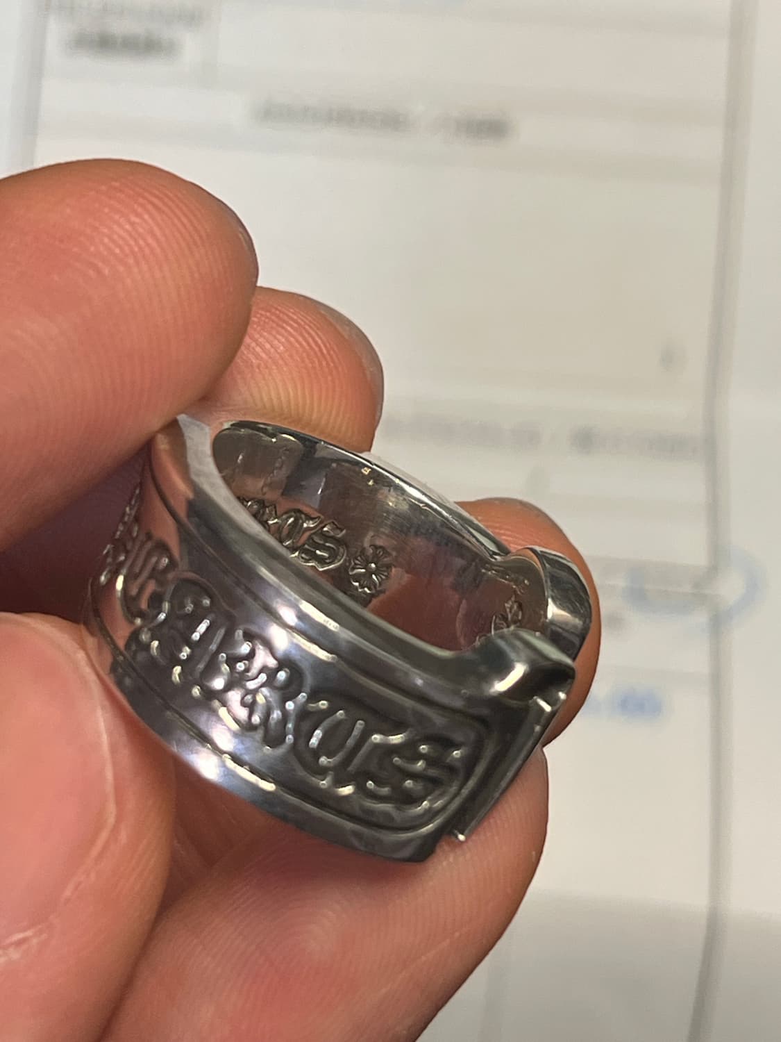 크롬하츠 스크롤 라벨 링 라지 23호(황금사이즈) 상품이미지2