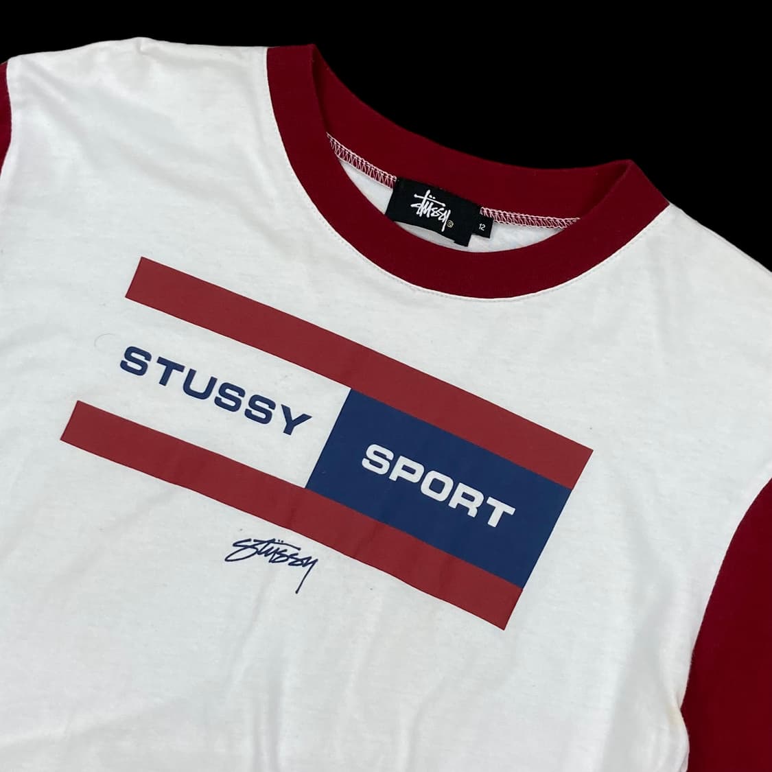 STUSSY 스투시스포츠 플래그 크롭 반팔티 상품이미지3