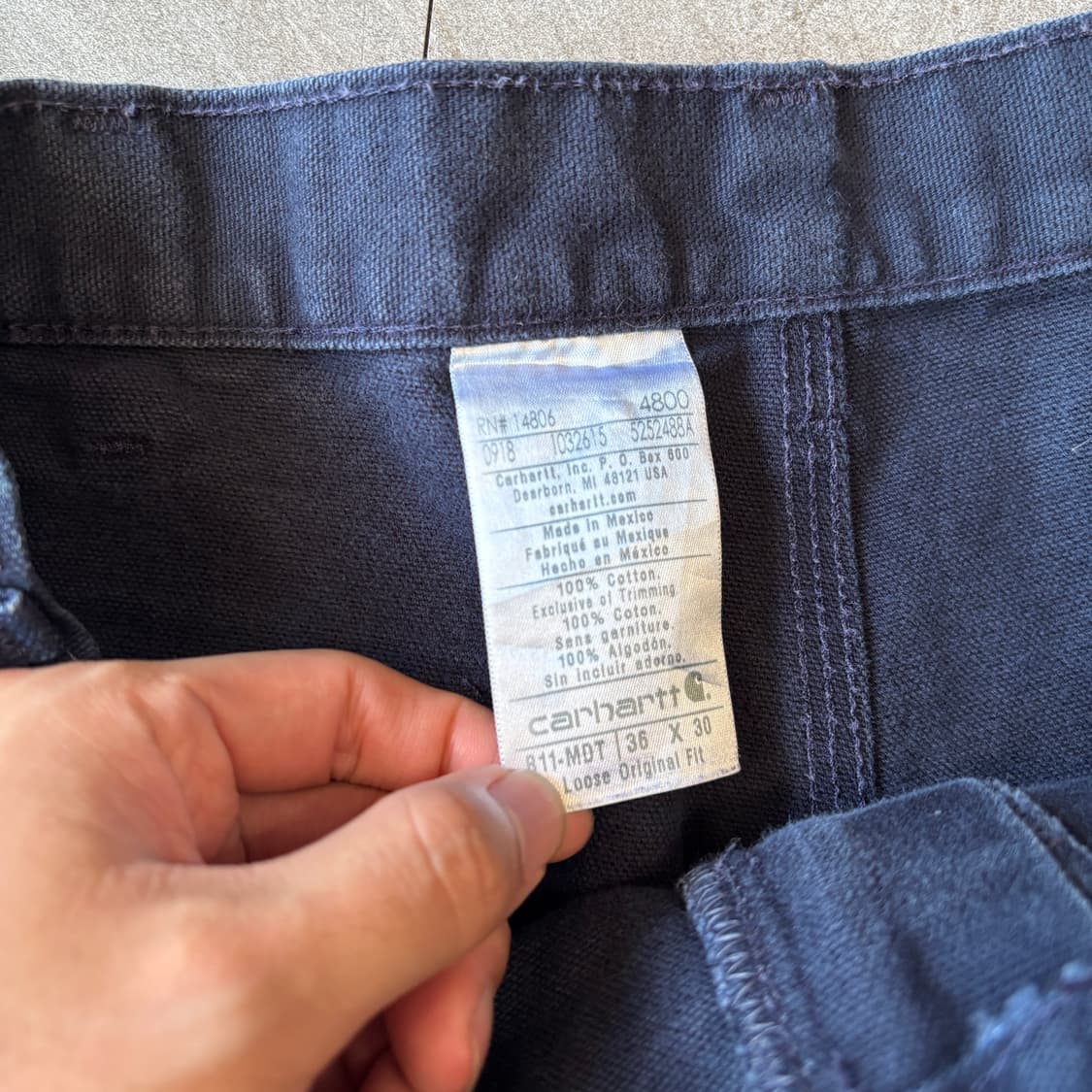 칼하트 오리지널 네이비 카펜터 팬츠 상품이미지5
