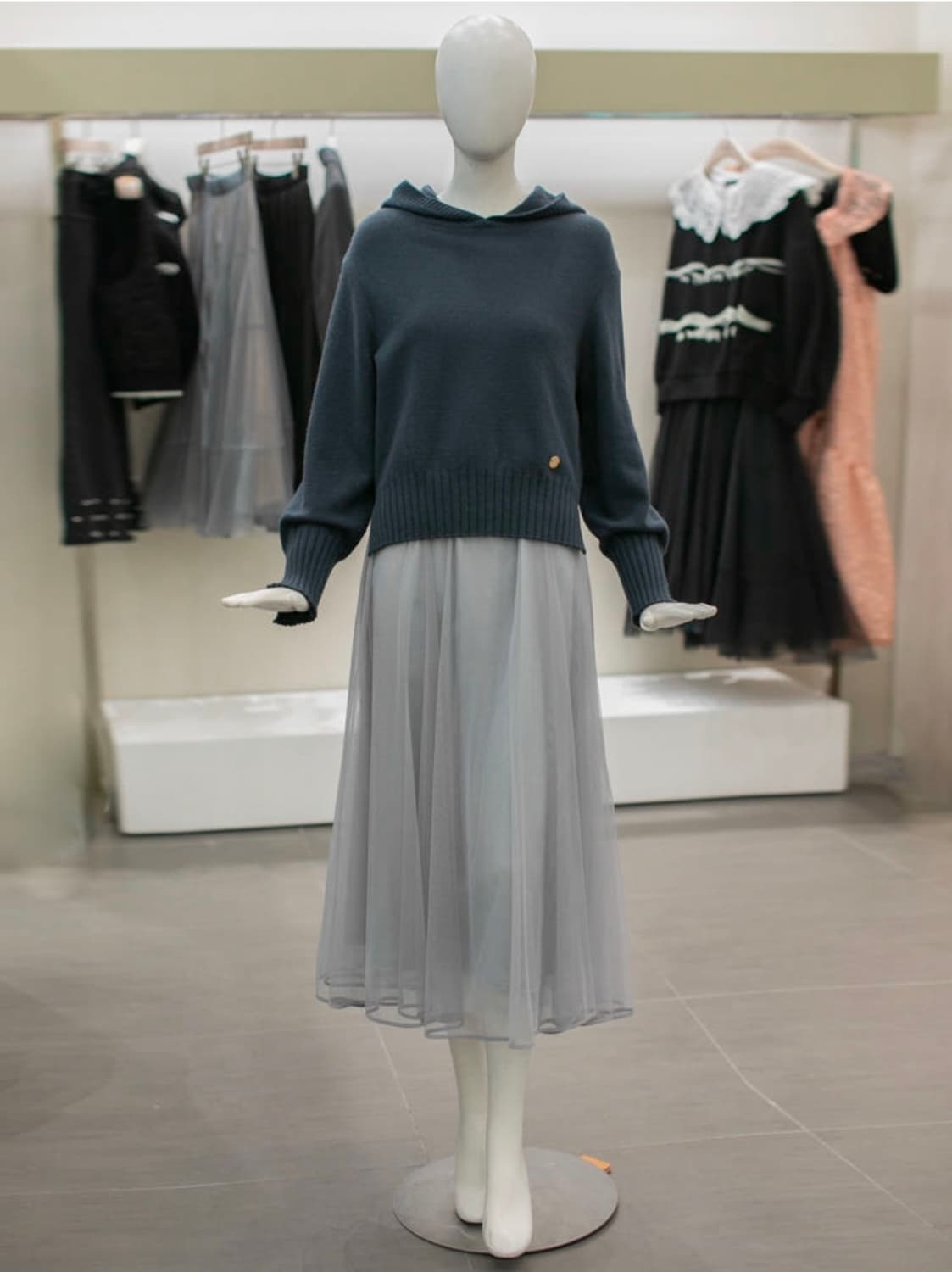 한섬 오즈세컨 2021 골지 후드 니트 탑 44~55 상품이미지1