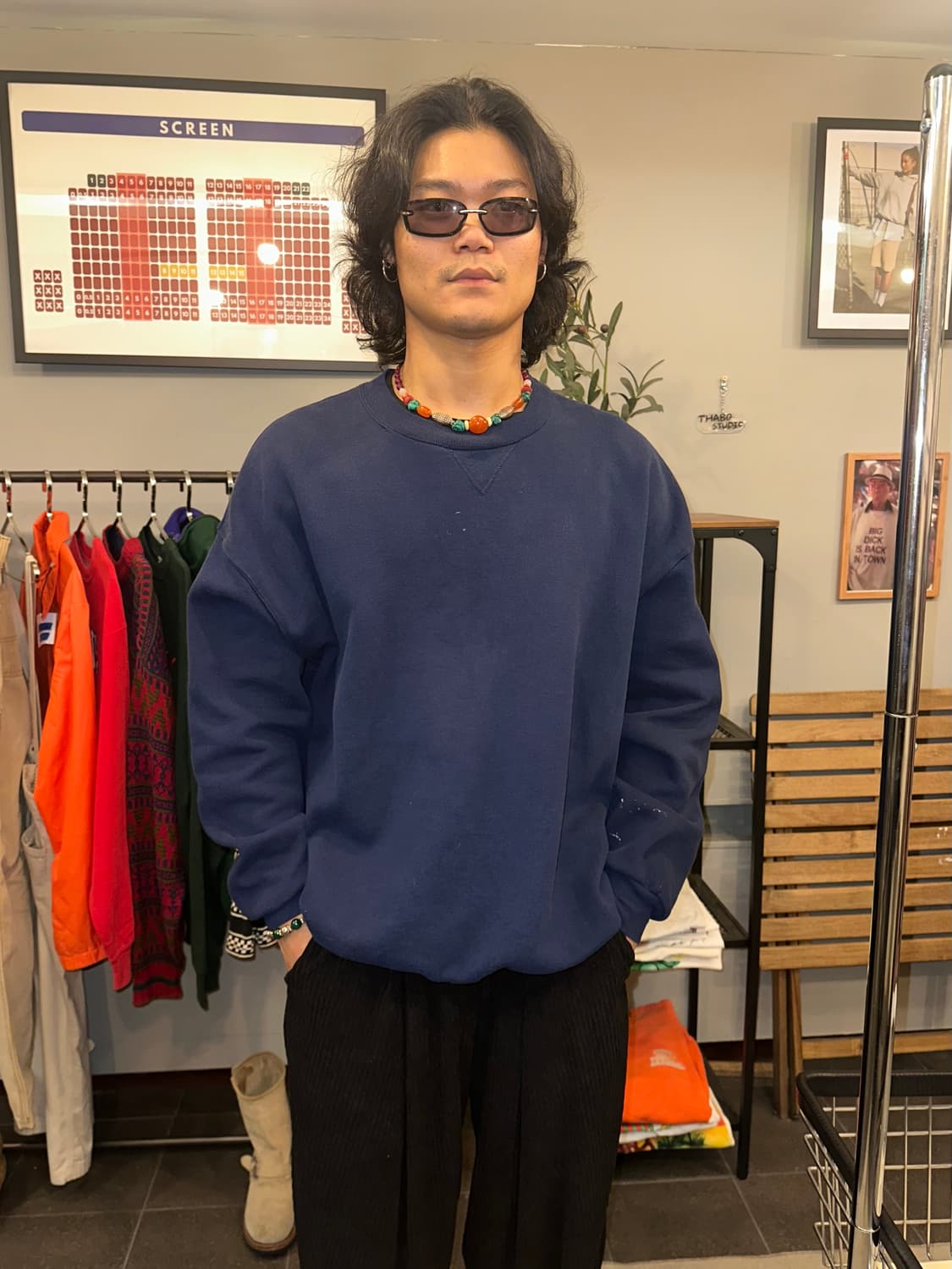 90’s Russell Athletic plain navy sweat 상품이미지1