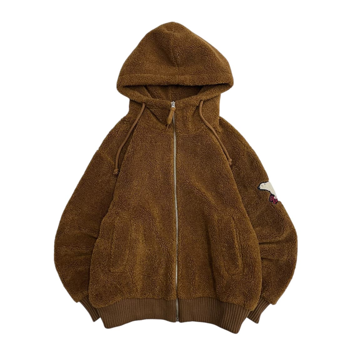 지프 백 곰돌이로고 캬라멜맛 뽀글이 후드집업 L 상품이미지2