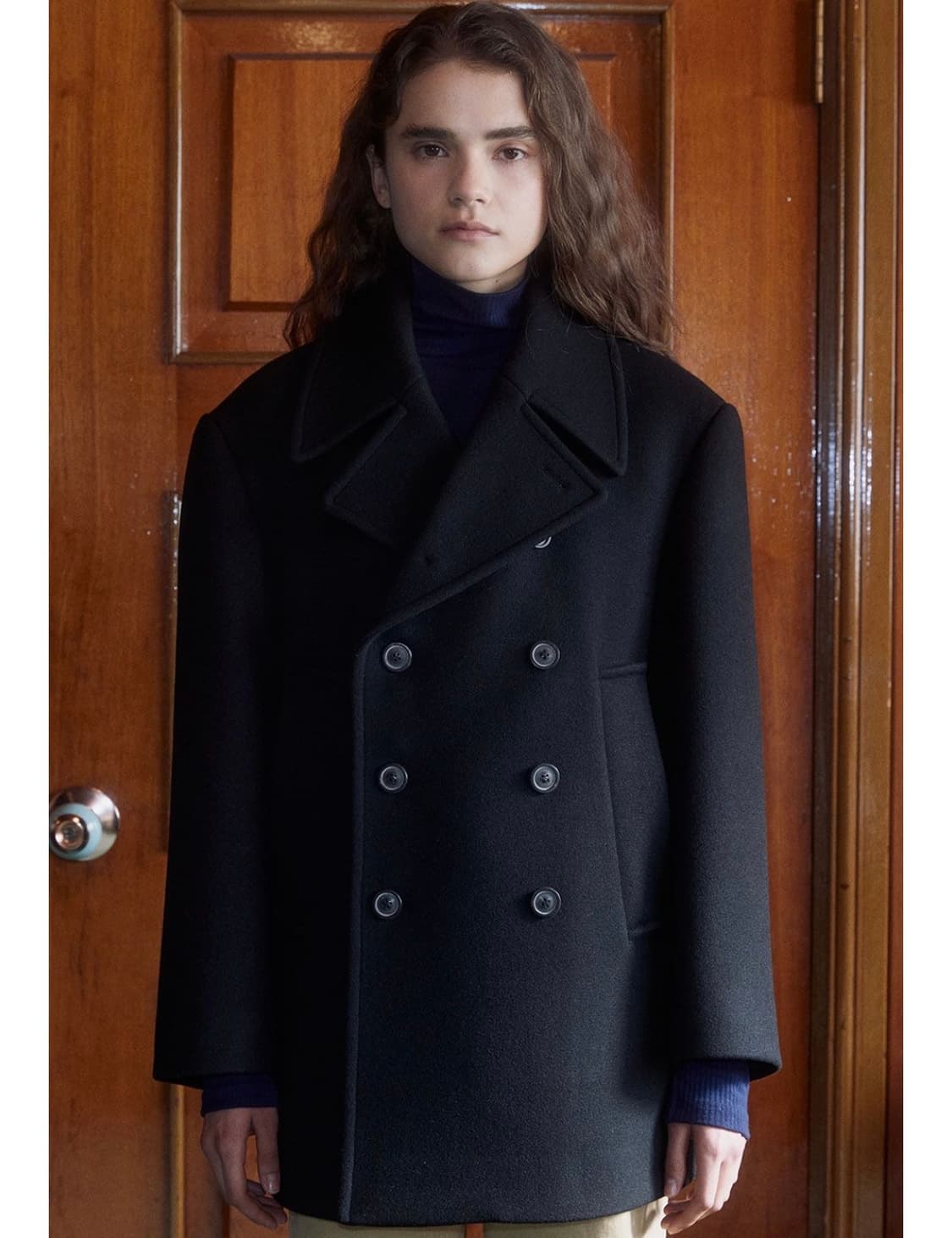 Uncooked 언쿡드 하프코트 피코트 블랙 상품이미지3