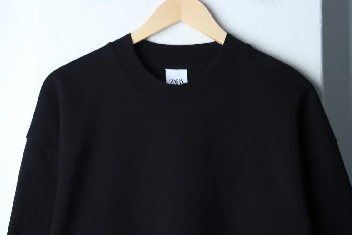 (L-2XL) 자라 반팔 티셔츠 블랙 무지 스웻 놈코어-H31711 상품이미지3