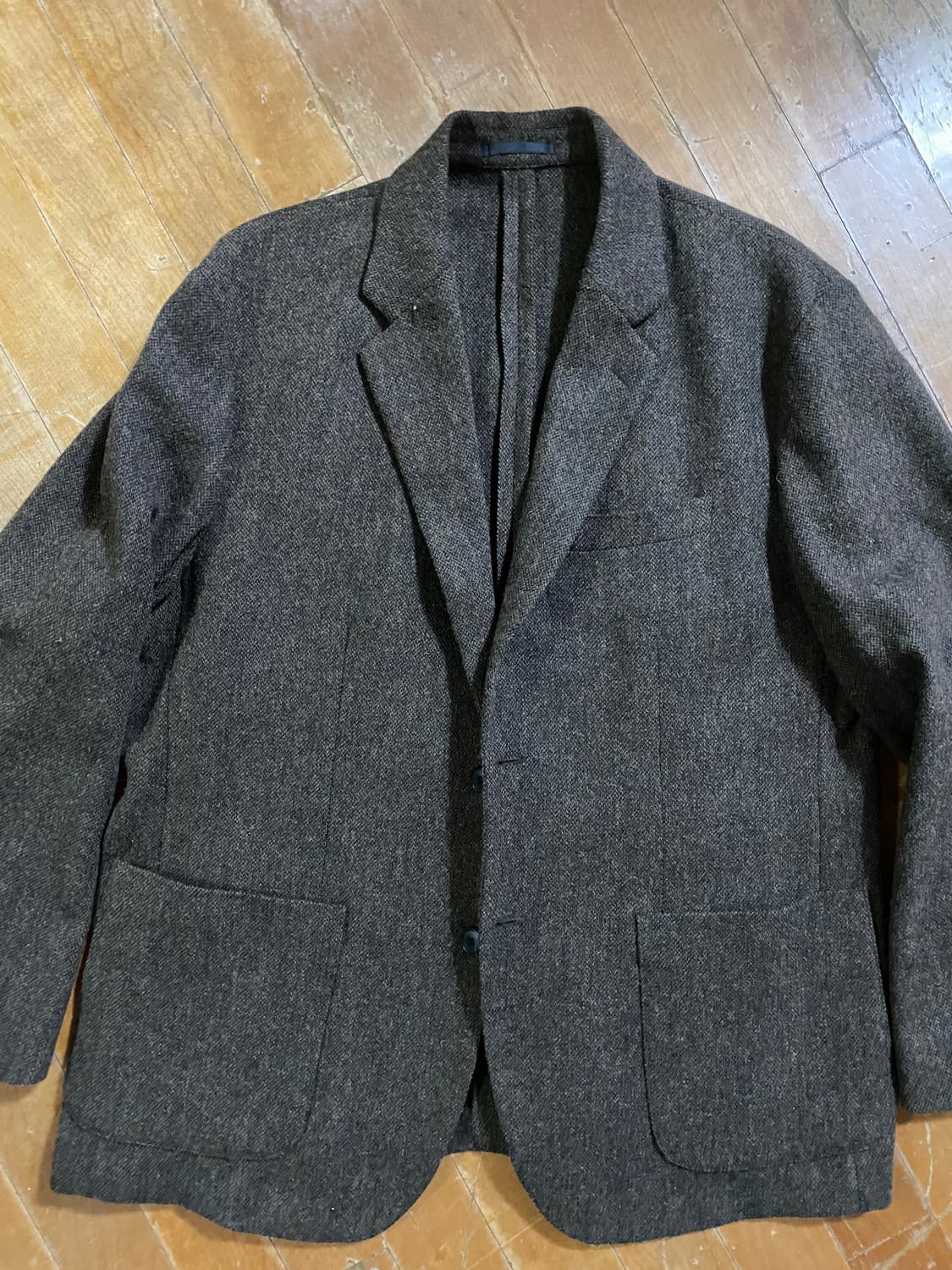 유니클로 남성 울 혼방 브라운 헤링본 자켓 2XL 상품이미지1