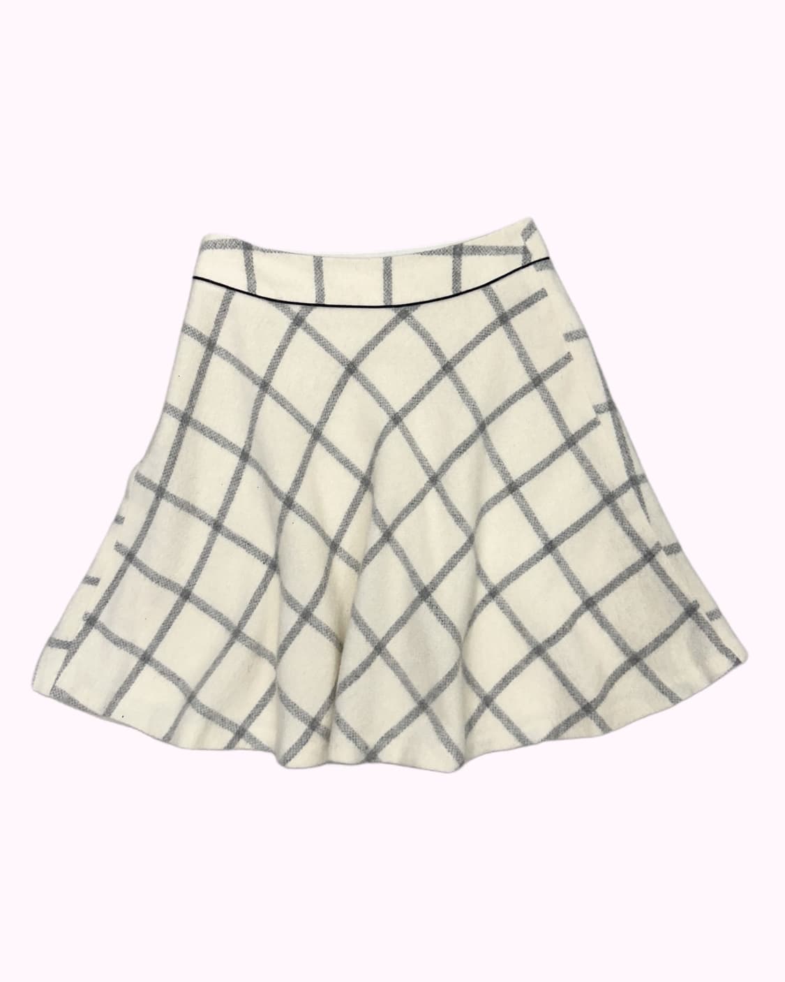 ivory wool flare check skirt 상품이미지4