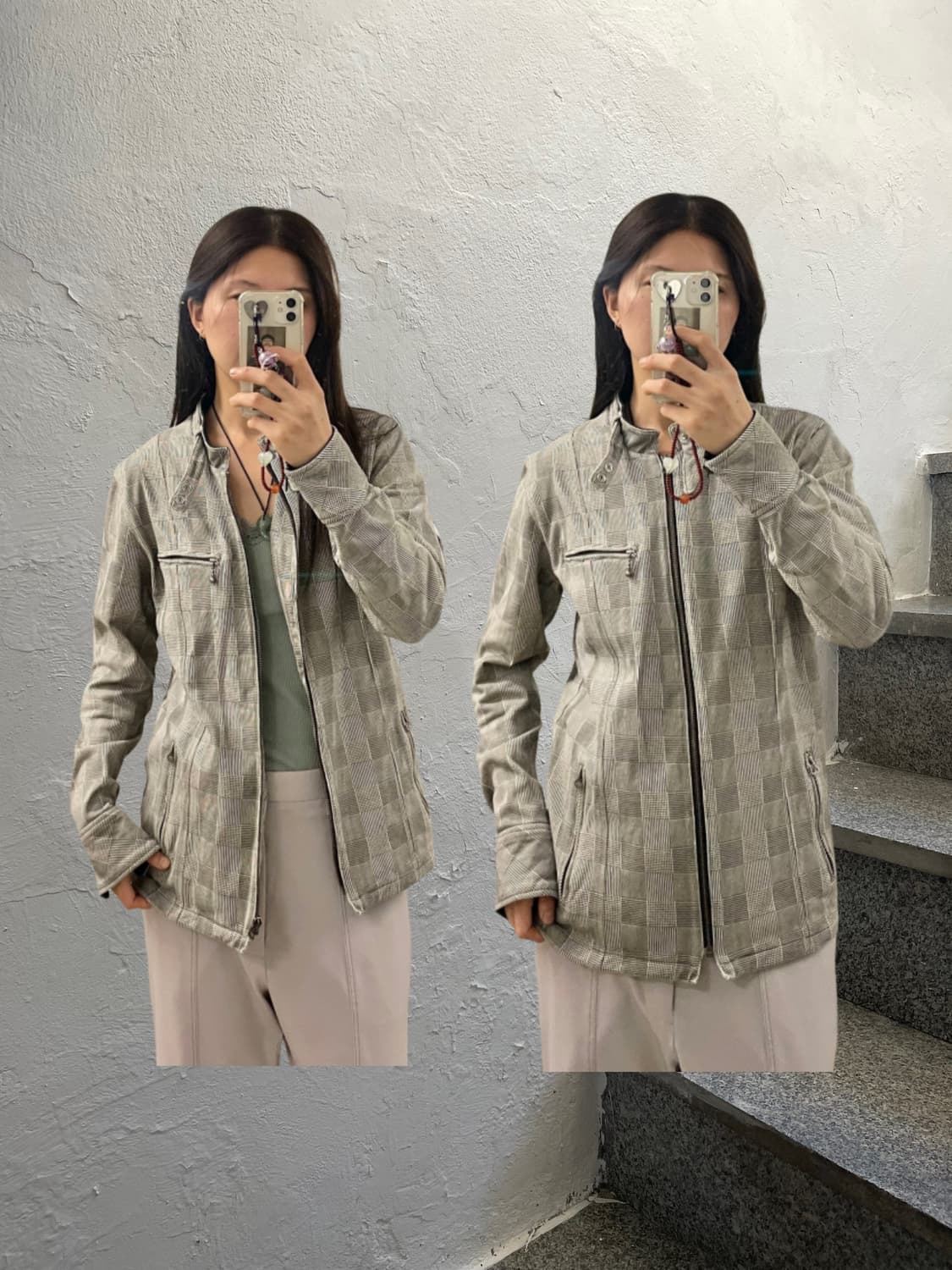 BEAMS glen check rider jacket 상품이미지1