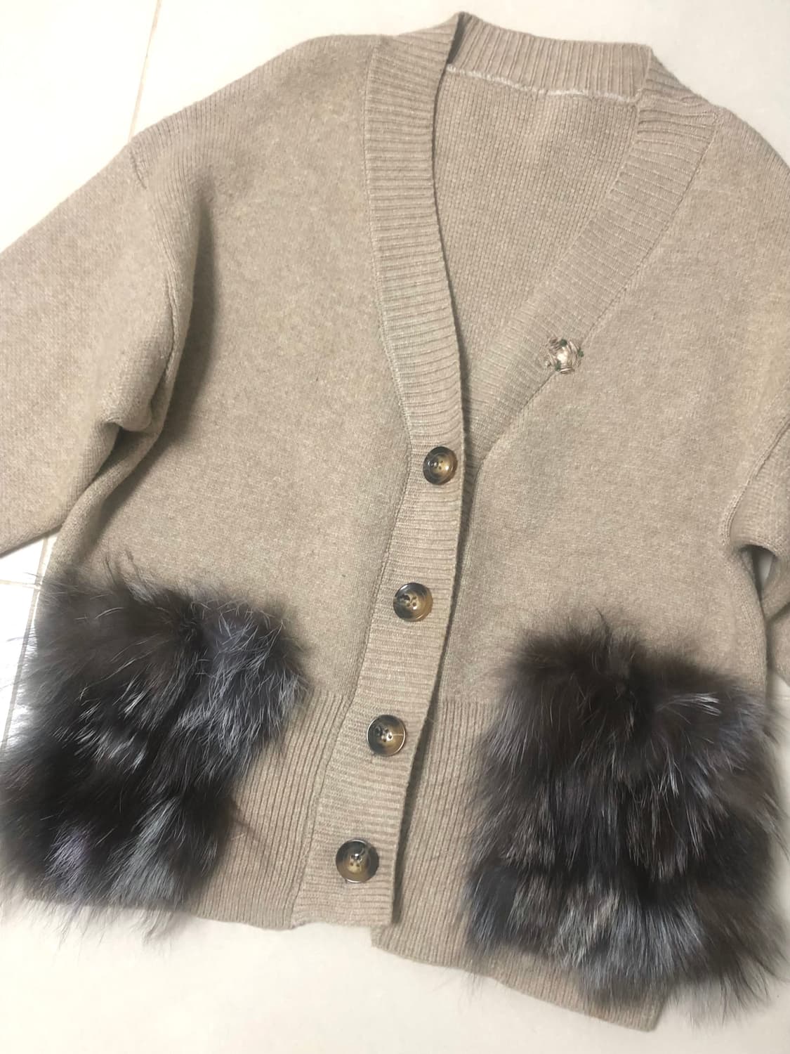 러블리 곰돌이 왕주머니 빈티지 니트 가디건 라떼갸루 히메갸루 리즈리사 상품이미지1