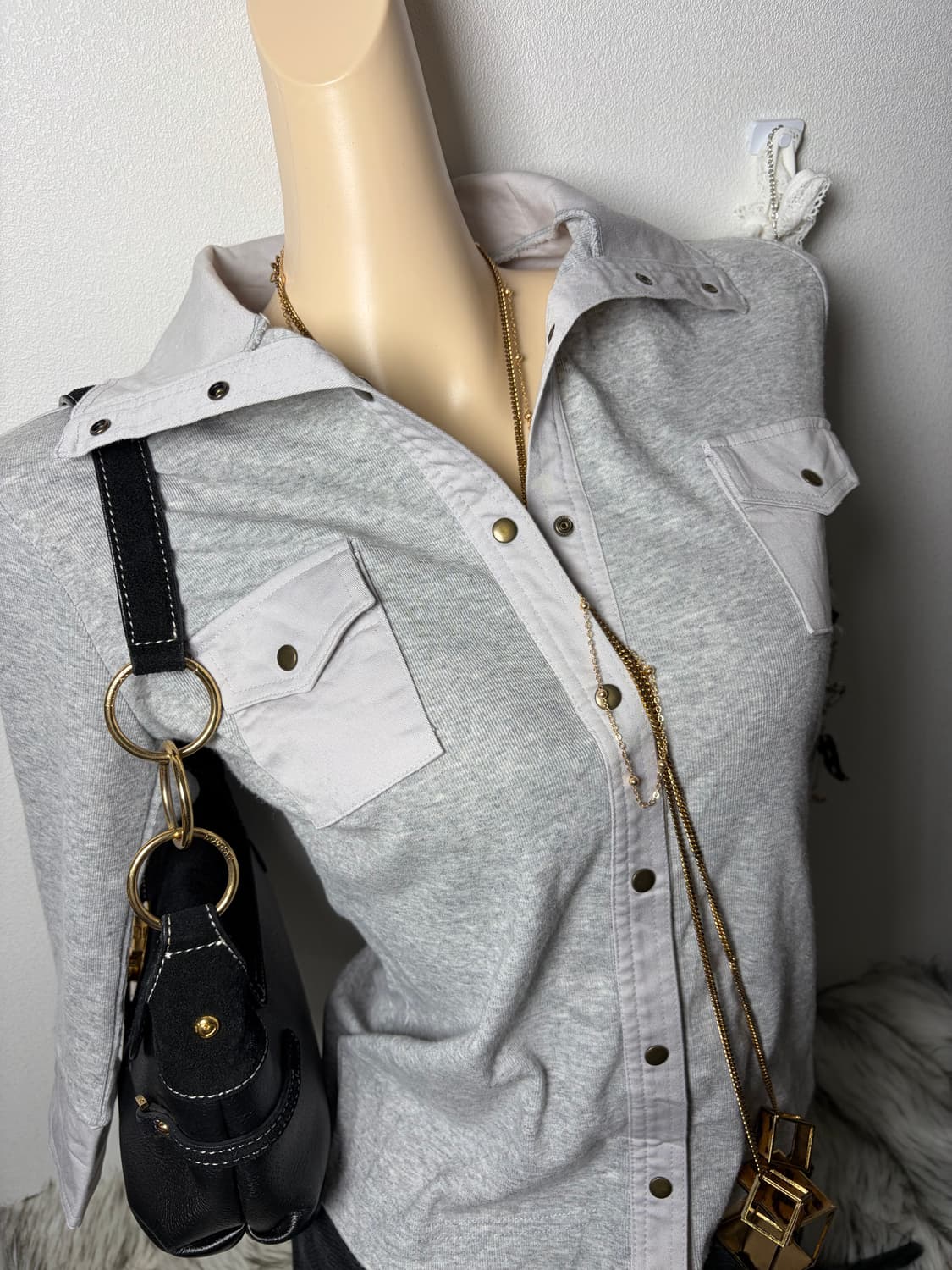 Y2k 버튼 긴팔 탑 상품이미지2