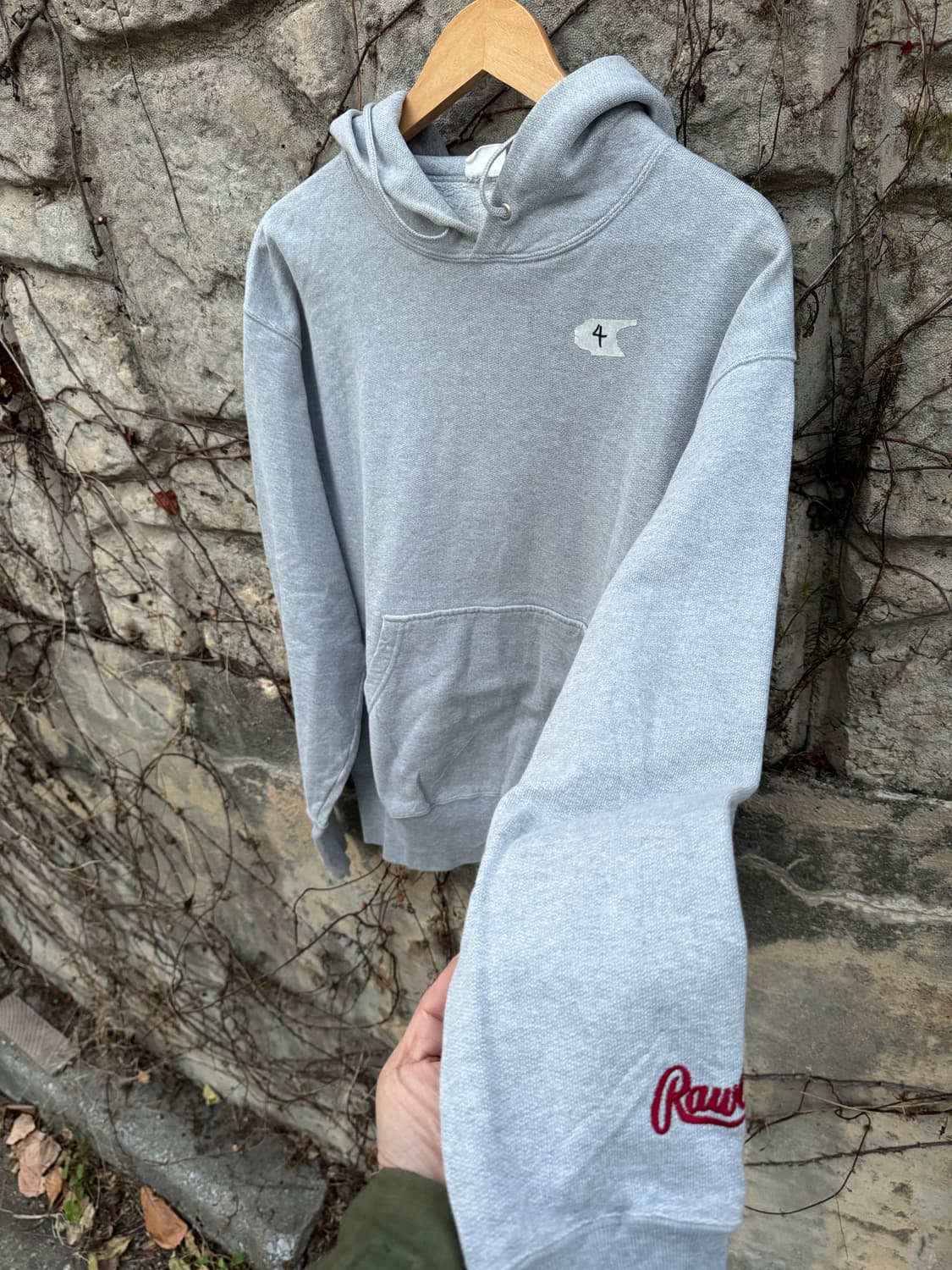 Rawlings 일본 빈티지 와플 플레인 후드티 그레이 후드 후디 l 상품이미지4