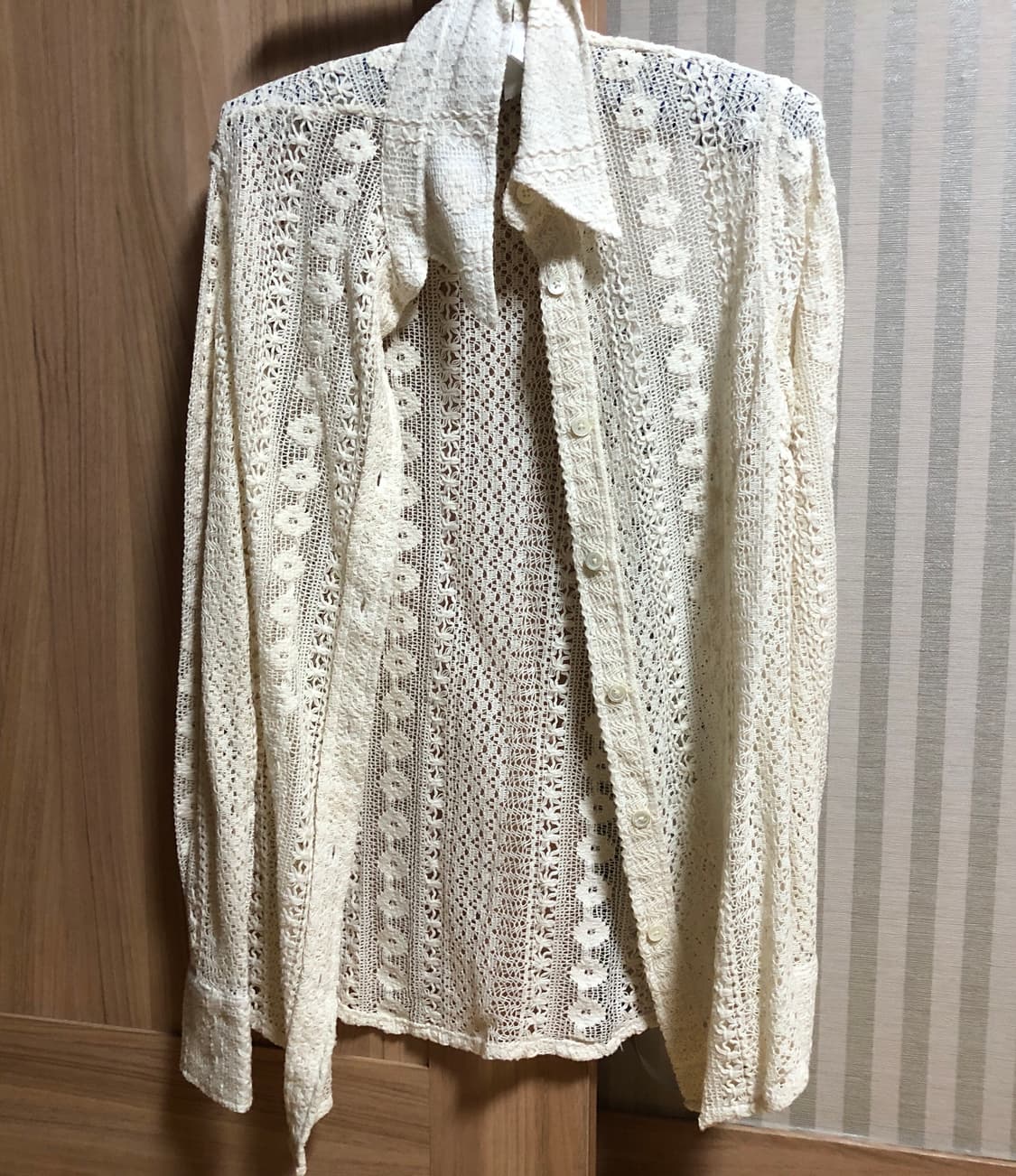 아워레가시 70s 라인 셔츠 - 코튼 크로셰 셔츠 상품이미지5