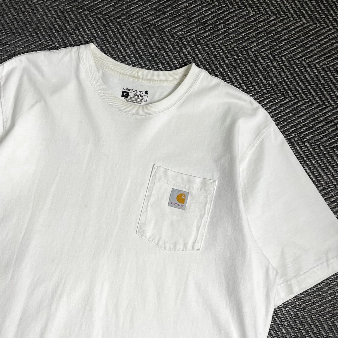 칼하트 루즈핏 워크웨어 로고 포켓 반팔 티셔츠 화이트 y 4850 상품이미지4
