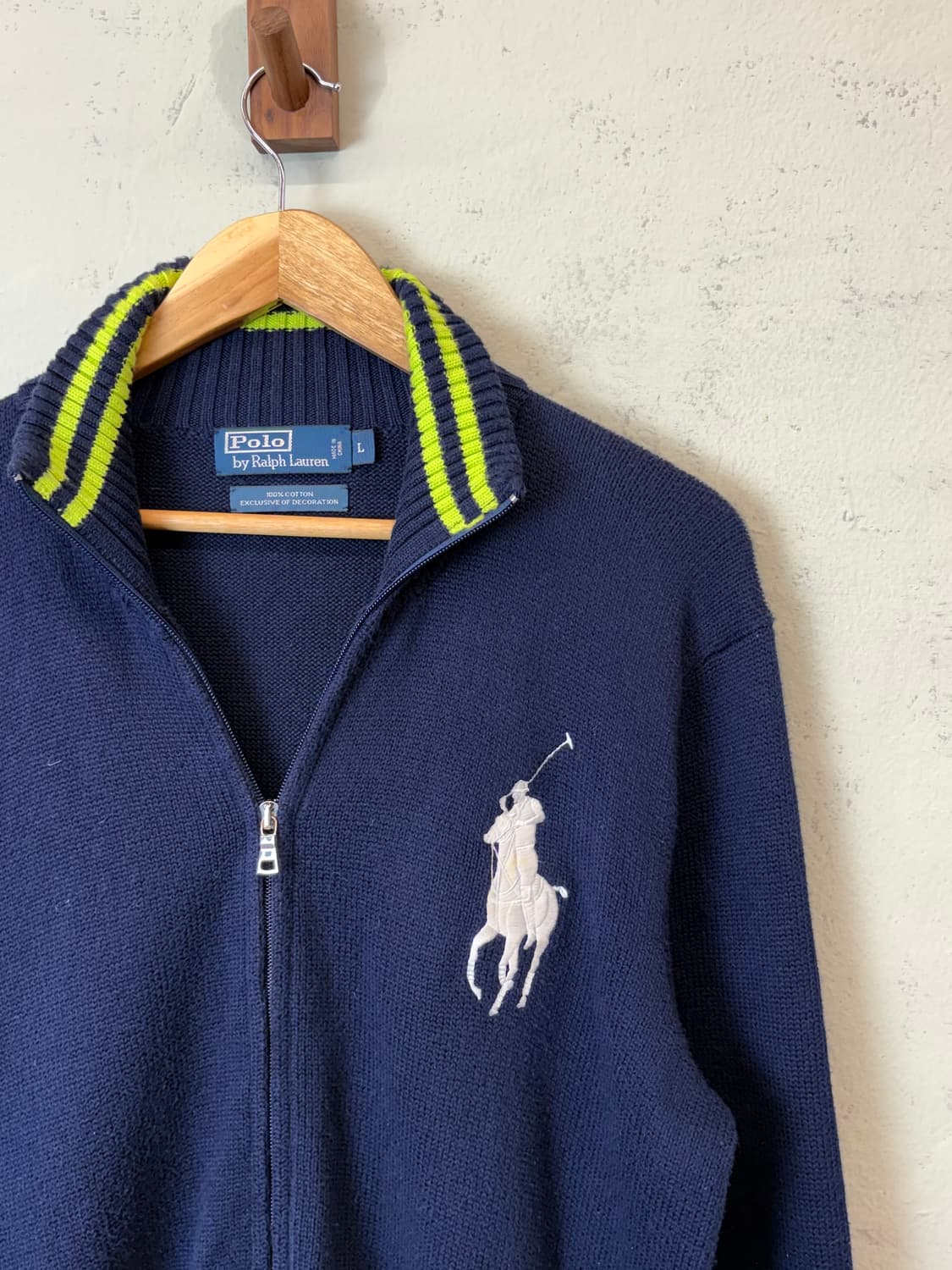 폴로랄프로렌 빅포니 코튼 니트집업 네이비 상품이미지2