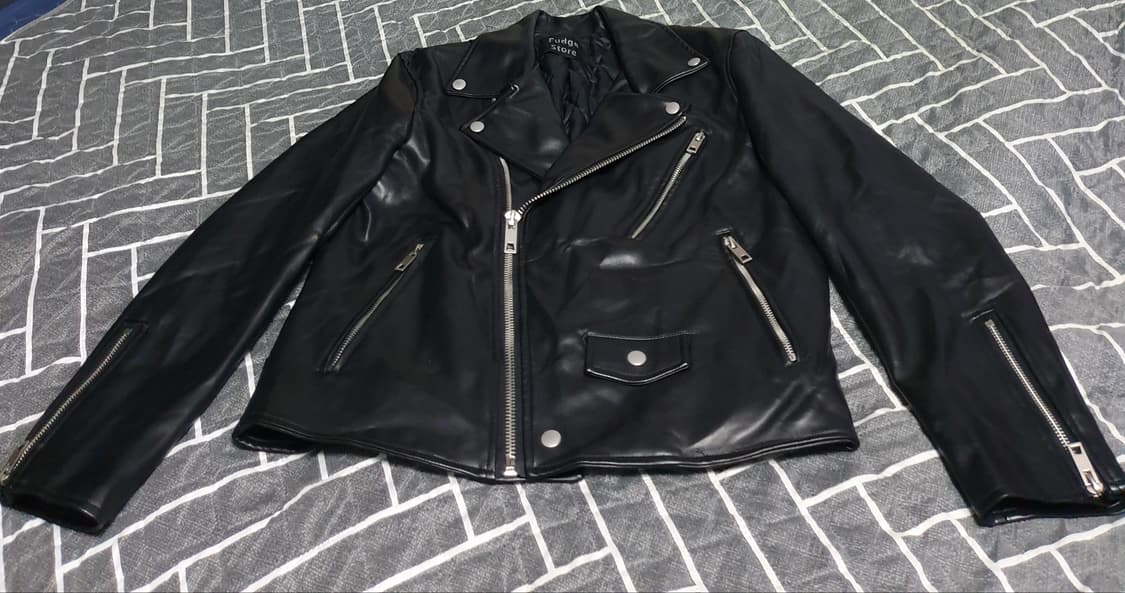 라퍼지스토어 버핑 레더 라이더 자켓 블랙 (S) 상품이미지1