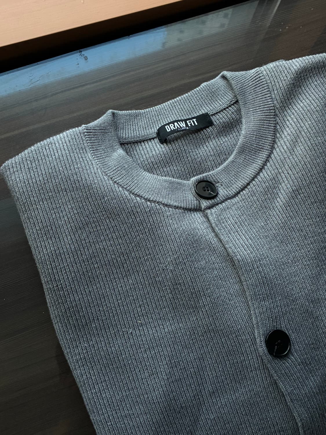 (XL) 드로우핏 오버사이즈 울 라운드 가디건 [M.CHARCOAL] 상품이미지8