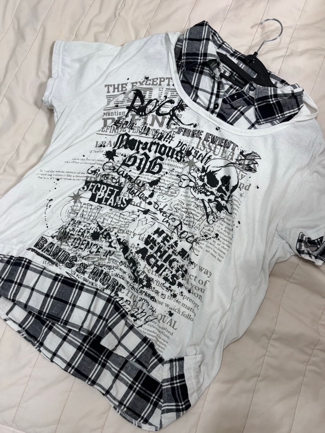 Vintage Rock Printed Layered Shirt 상품이미지1