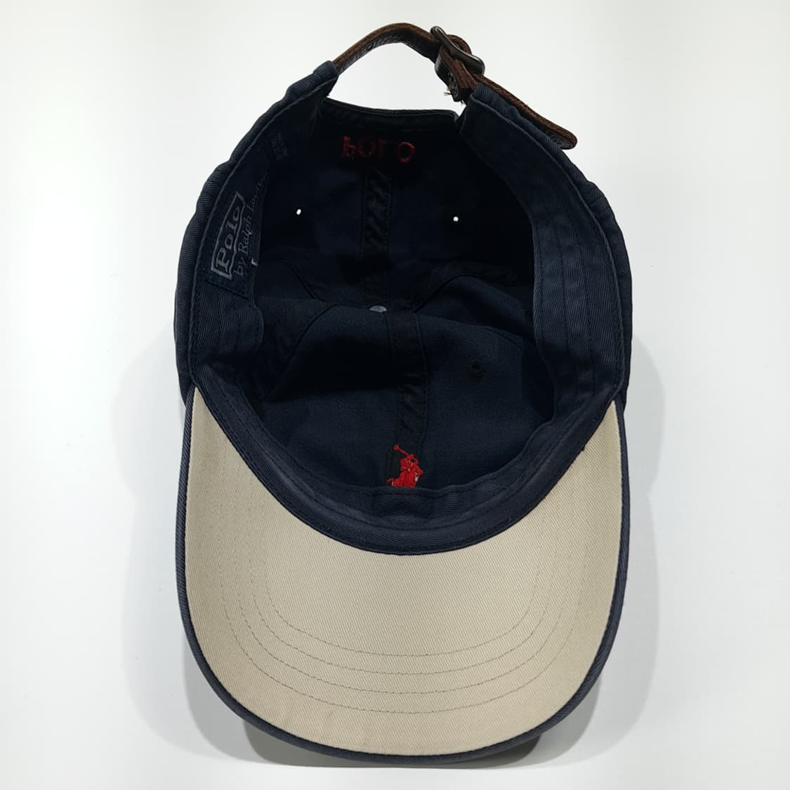 CL552 폴로 90s 가죽스트랩 다크네이비 자수 레드 볼캡 모자 상품이미지7