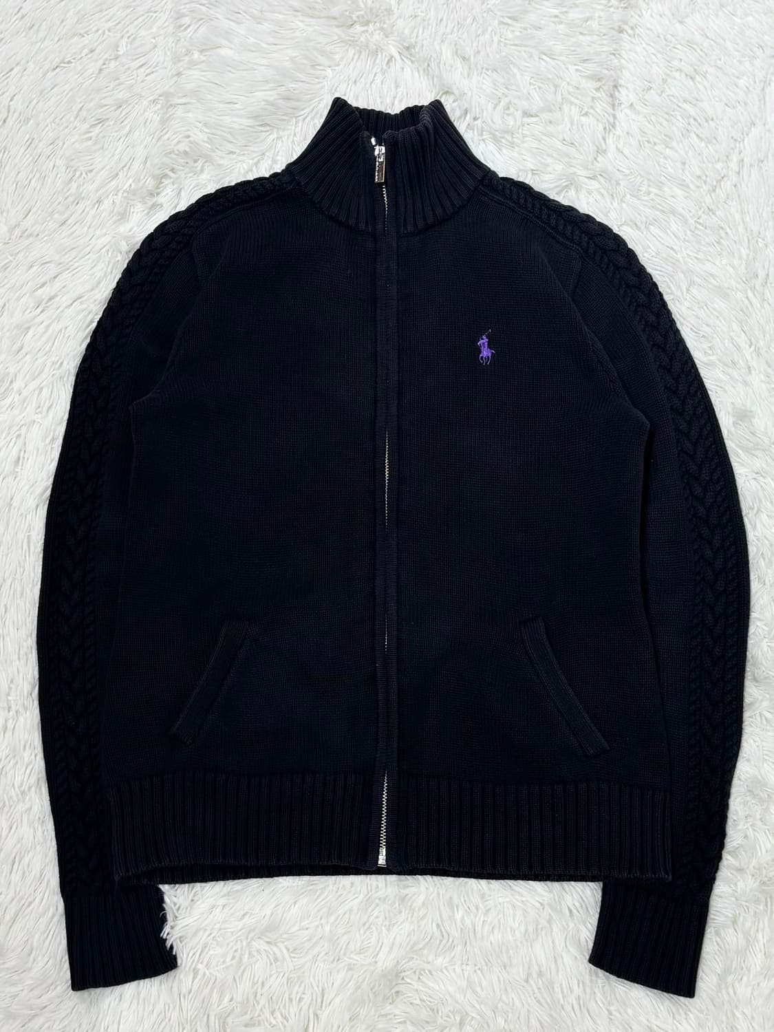 폴로랄프로렌 퍼플포니 블랙 니트집업 상품이미지4