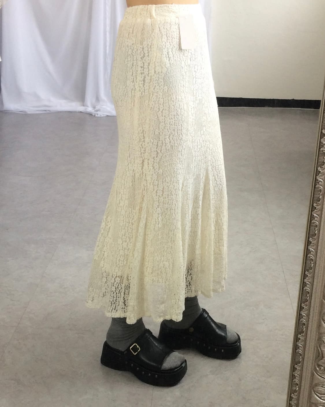 Flower pattern crochet long skirt 상품이미지8