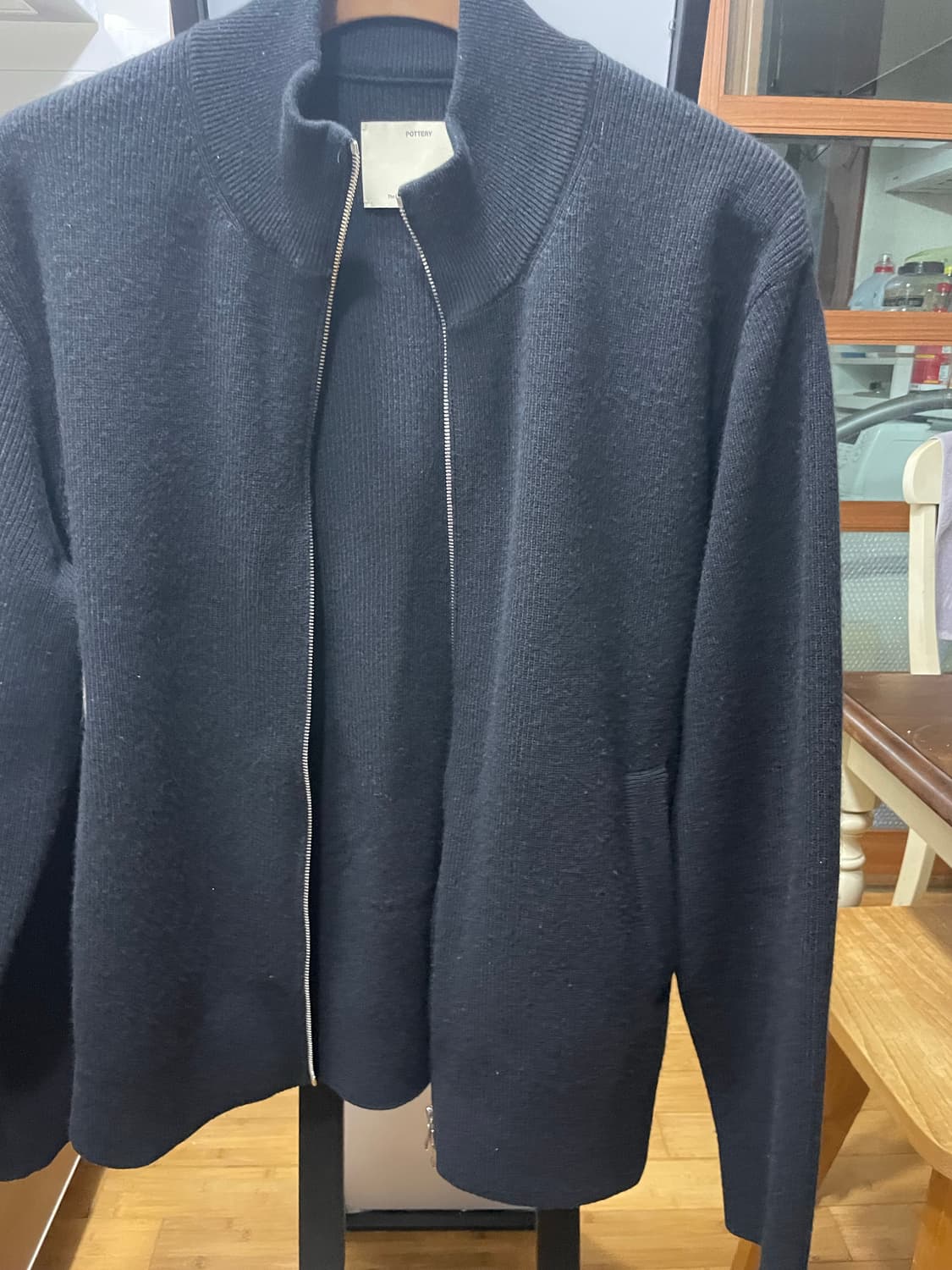 포터리 울 집업 니트 블랙 상품이미지5