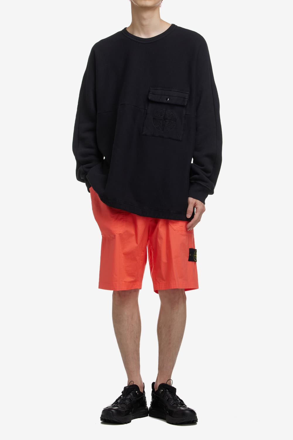 스톤아일랜드 다이아고날 스트레치 프렌치 테리 가먼트 다이드 크루 블랙 상품이미지6