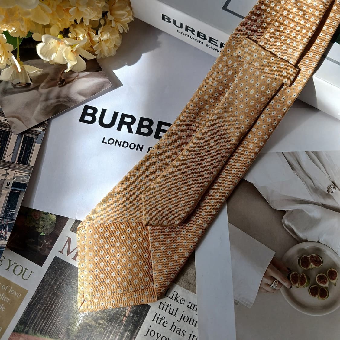 버버리 실크 브라운 플라워 도트 넥타이 9.6cm A등급 A19591
 상품이미지5