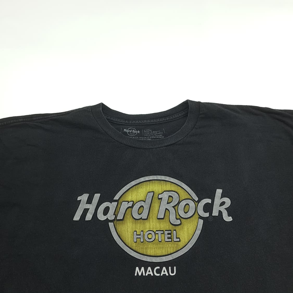Co672 XL 하드락 호텔 MACAU 빈티지 블랙 반팔 티셔츠 상품이미지2