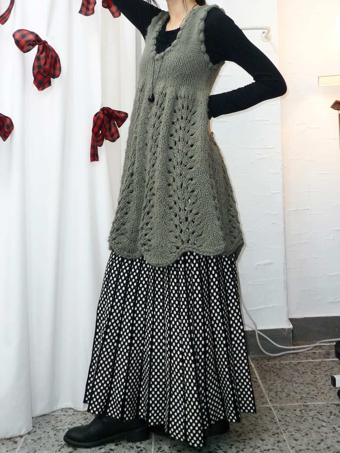 khaki knit vest 상품이미지2