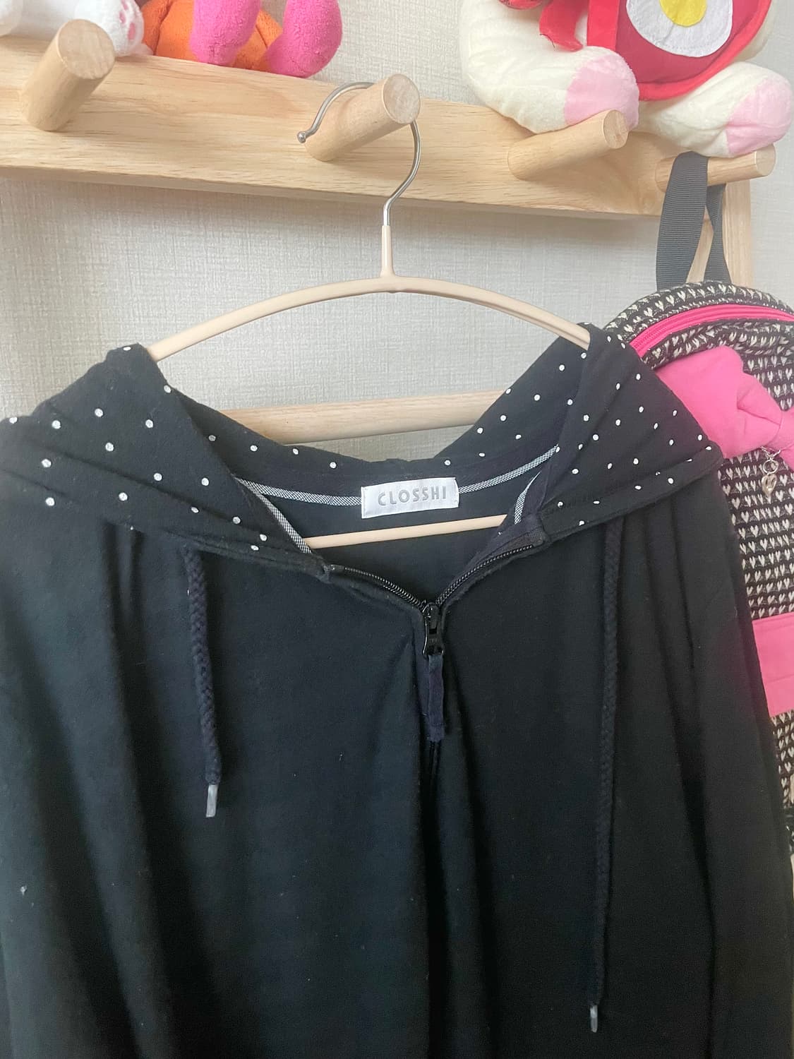 모리걸 빈티지 블랙 도트 후드집업 🖤🤍 상품이미지2