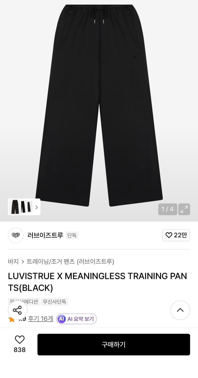 LUVISTRUE X MEANINGLESS TRAINING PANTS(B 상품이미지1