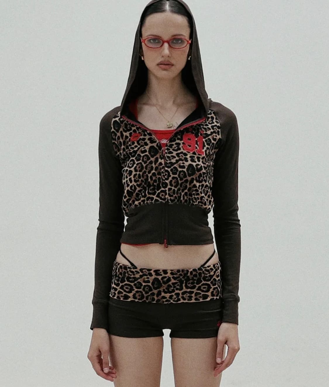 배드블러드 져지후드집업 레오파드 상품이미지1