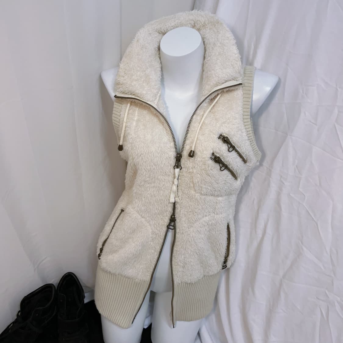 y2k 핀터레스트 하이넥 양털 투웨이 집업 상품이미지1