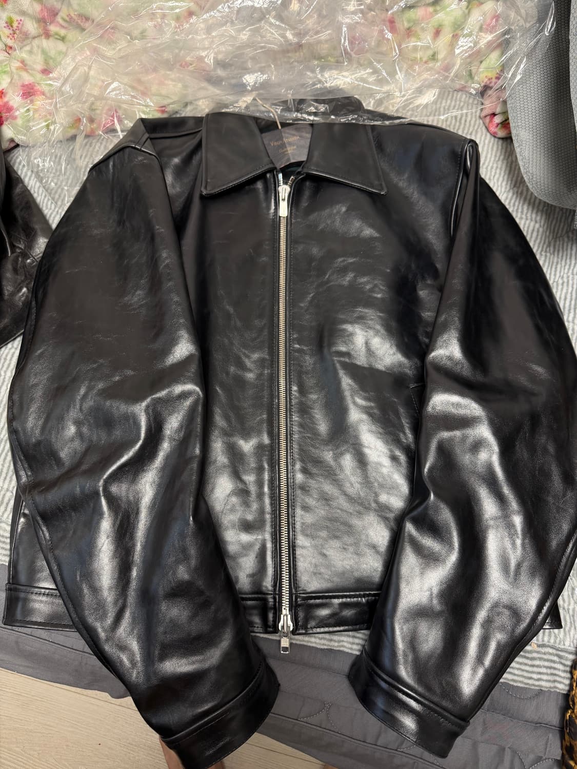 (1) 언더마이카 코도반 이펙트 크롭 레더 자켓 상품이미지2