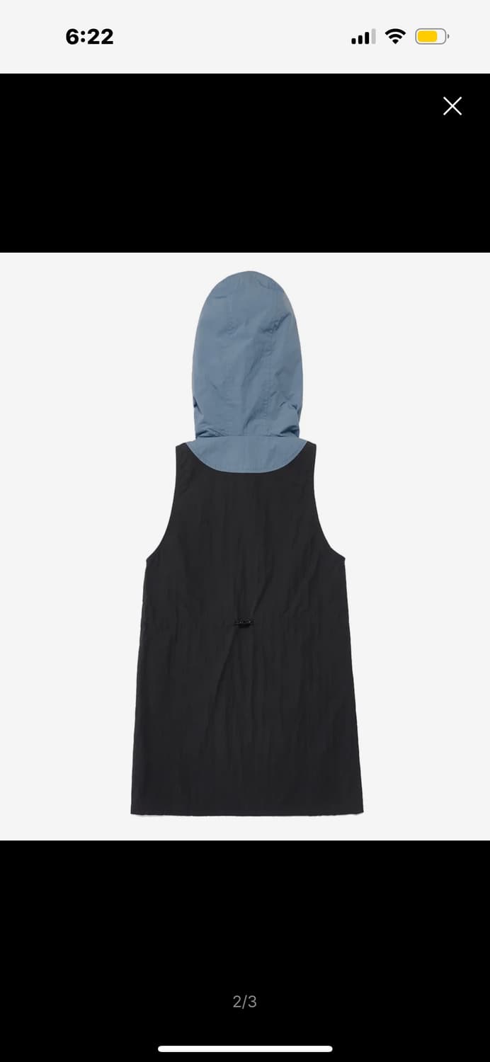 오디너리 홀리데이 나일론 배색 후드 원피스 BLACK 상품이미지2