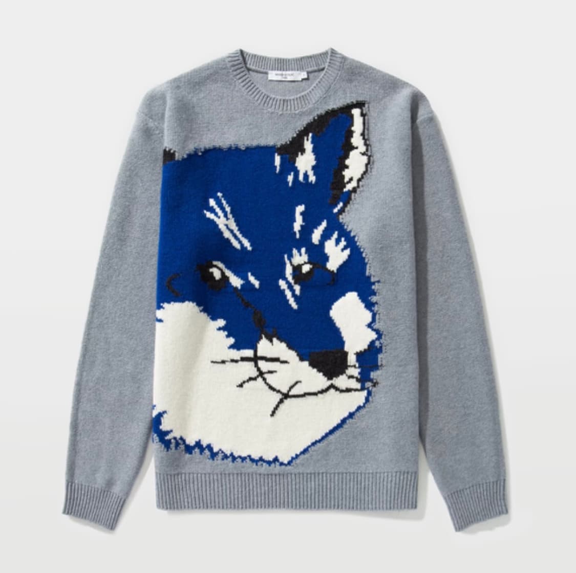 새상품(XS)메종키츠네 빅 폭스헤드 자카드 니트 그레이 상품이미지1