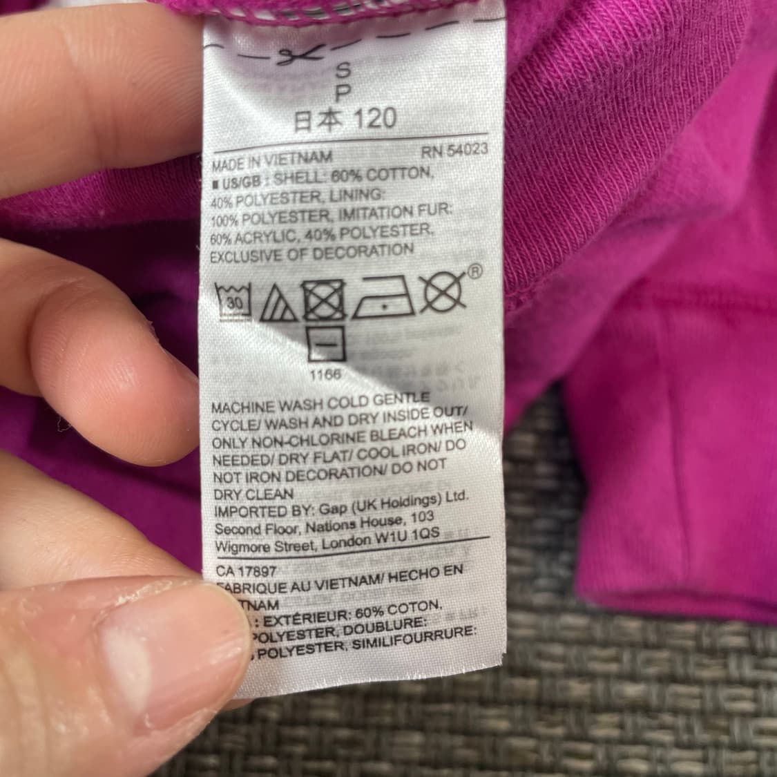 갭 키즈 핑크 골드 로고 퍼 후드 집업 S 상품이미지5