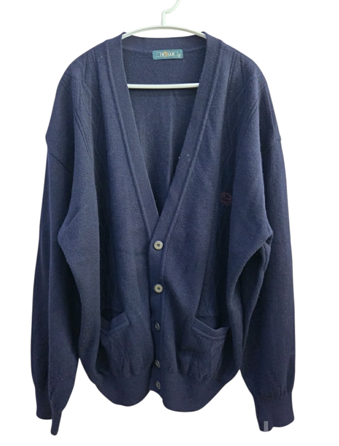 인디안(정품)짙은네이비컬러   지적인 울 니트가디건 셔츠 남방 스웨트 상품이미지1