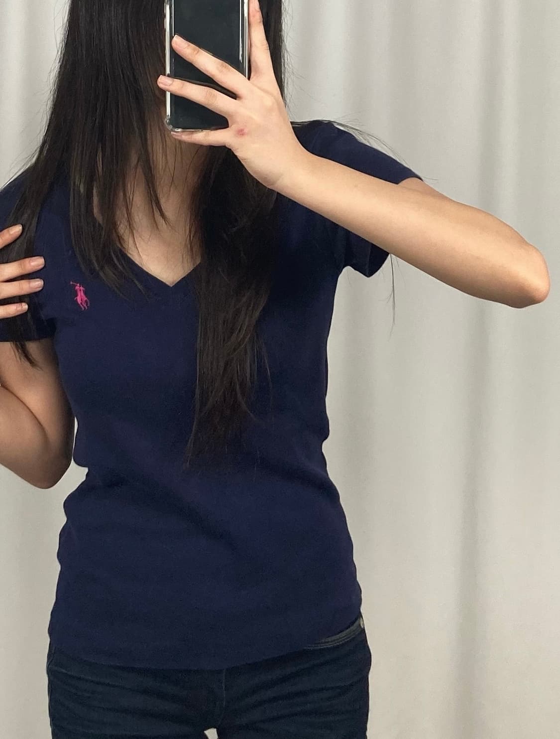 폴로 네이비 브이넥 반팔 니트 상품이미지2