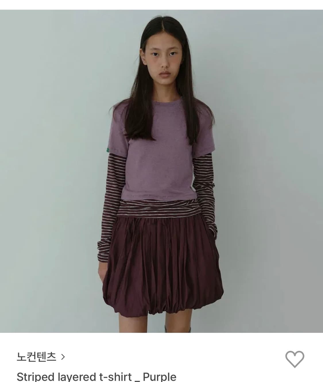 노컨텐츠 스트라이프 레이어드티셔츠  퍼플 상품이미지1