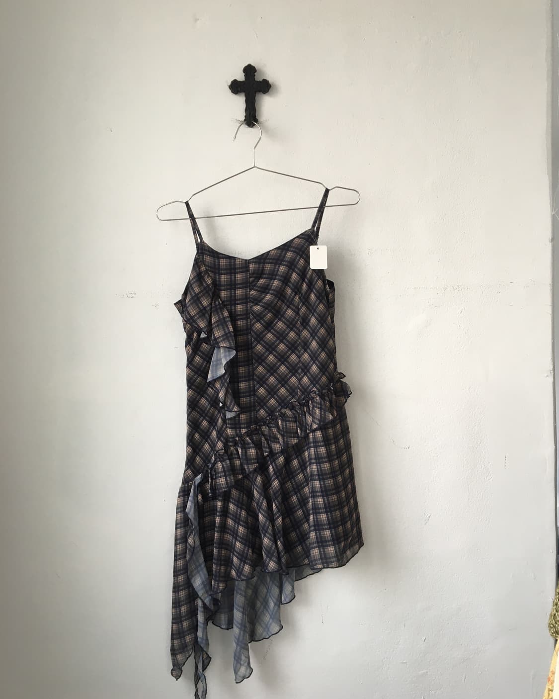 Ruffle point check pattern onepiece 상품이미지1