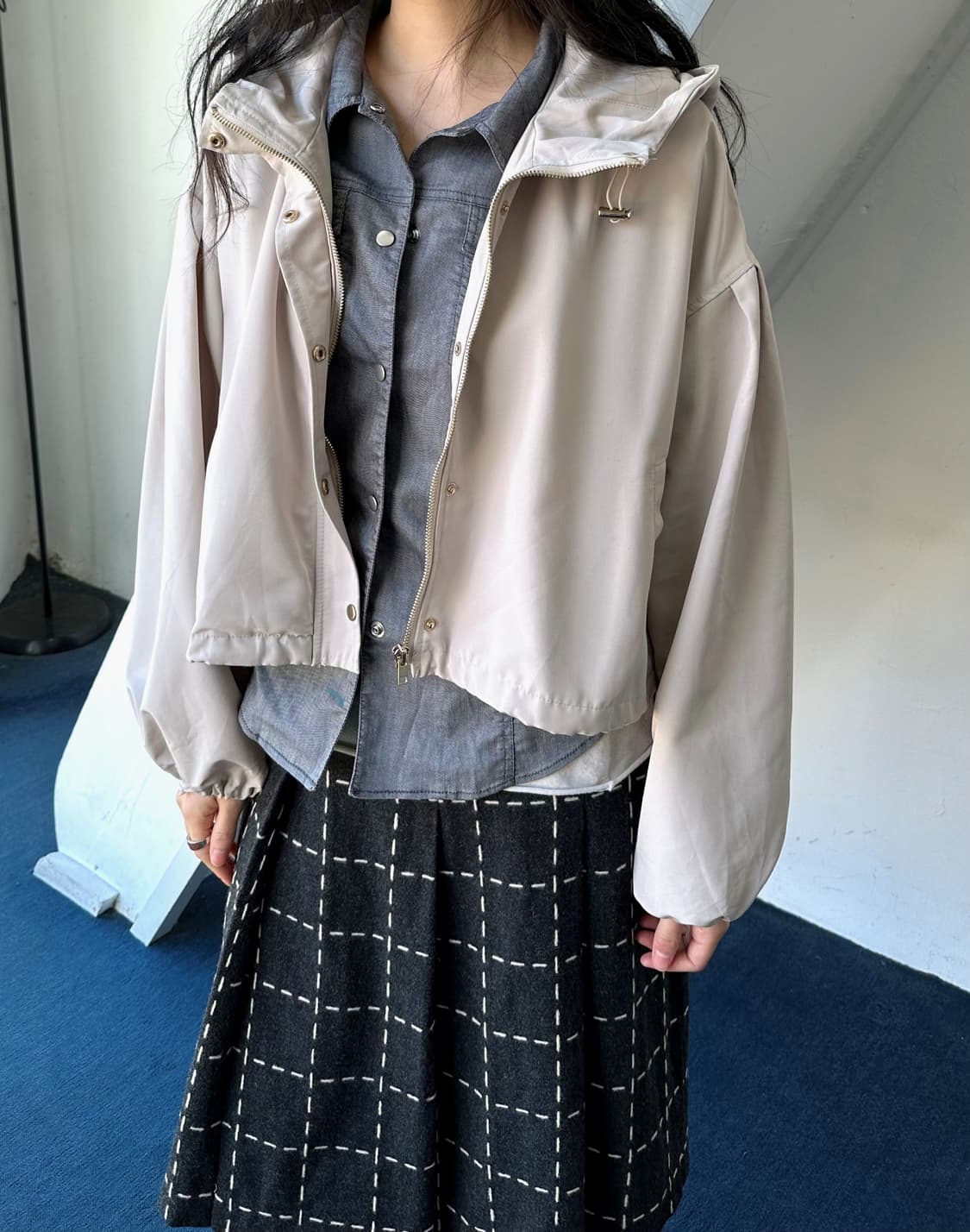 High count poly cropped wide parka 상품이미지4