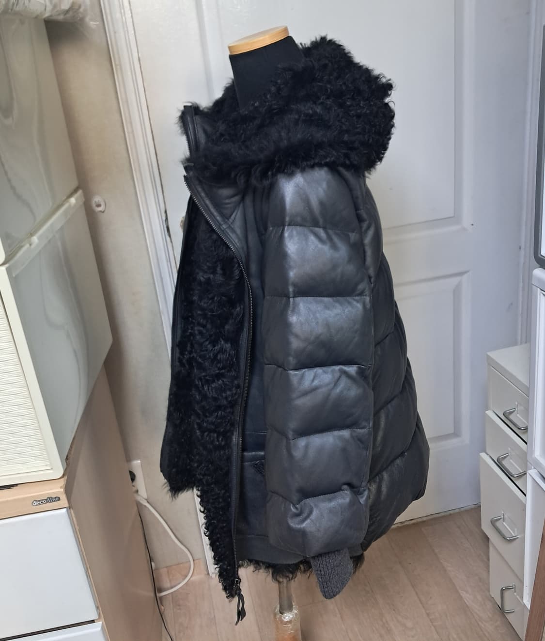 KUHO 구호 가죽 리얼 양털퍼 패딩 무스탕 55~날씬66 상품이미지2