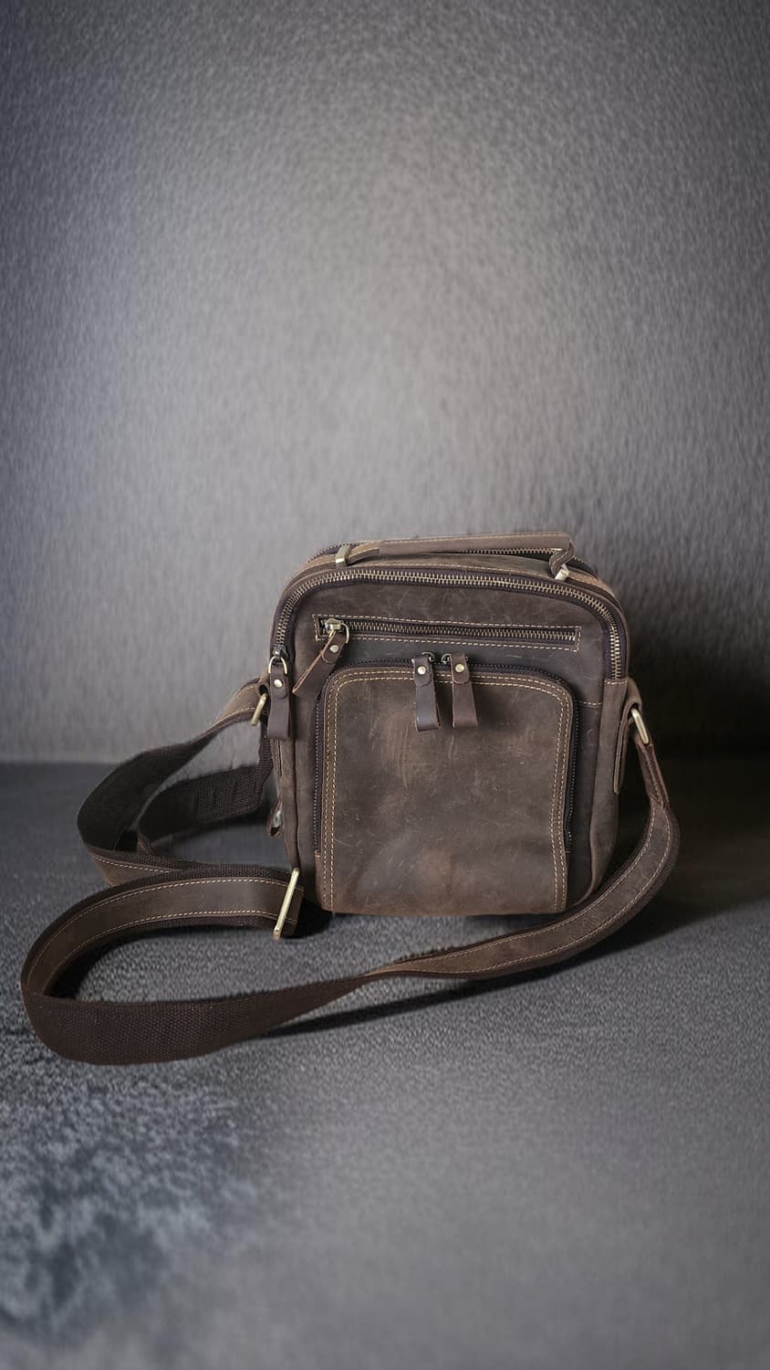 빈티지 통가죽 크로스백 브라운 상품이미지1