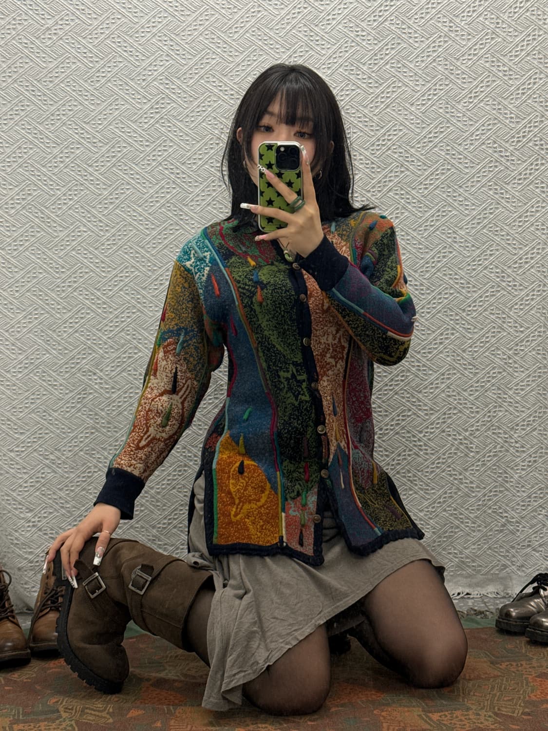 게쿠 오리엔탈 오스트레일리아 히피 케이블 니트 가디건 K0134 상품이미지1