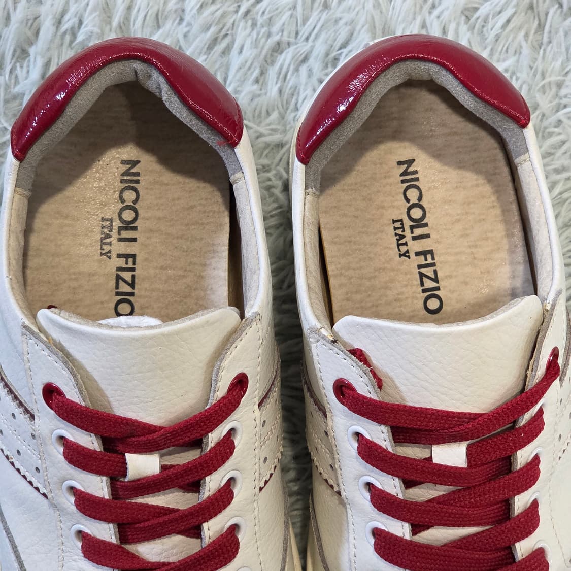 3q-2:니콜리 피지오 이탈리 가죽 스니커즈 화이트-레드 (245mm) 상품이미지6