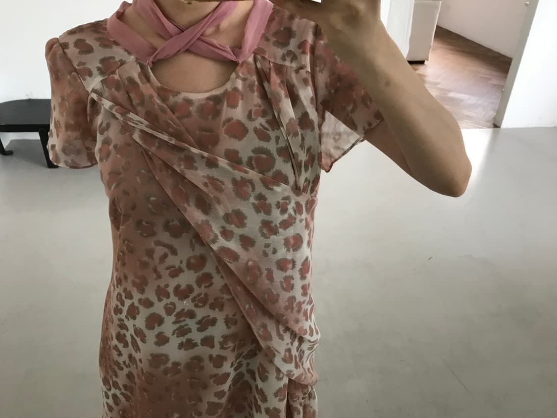 vintage pink scarf one-piece 상품이미지3
