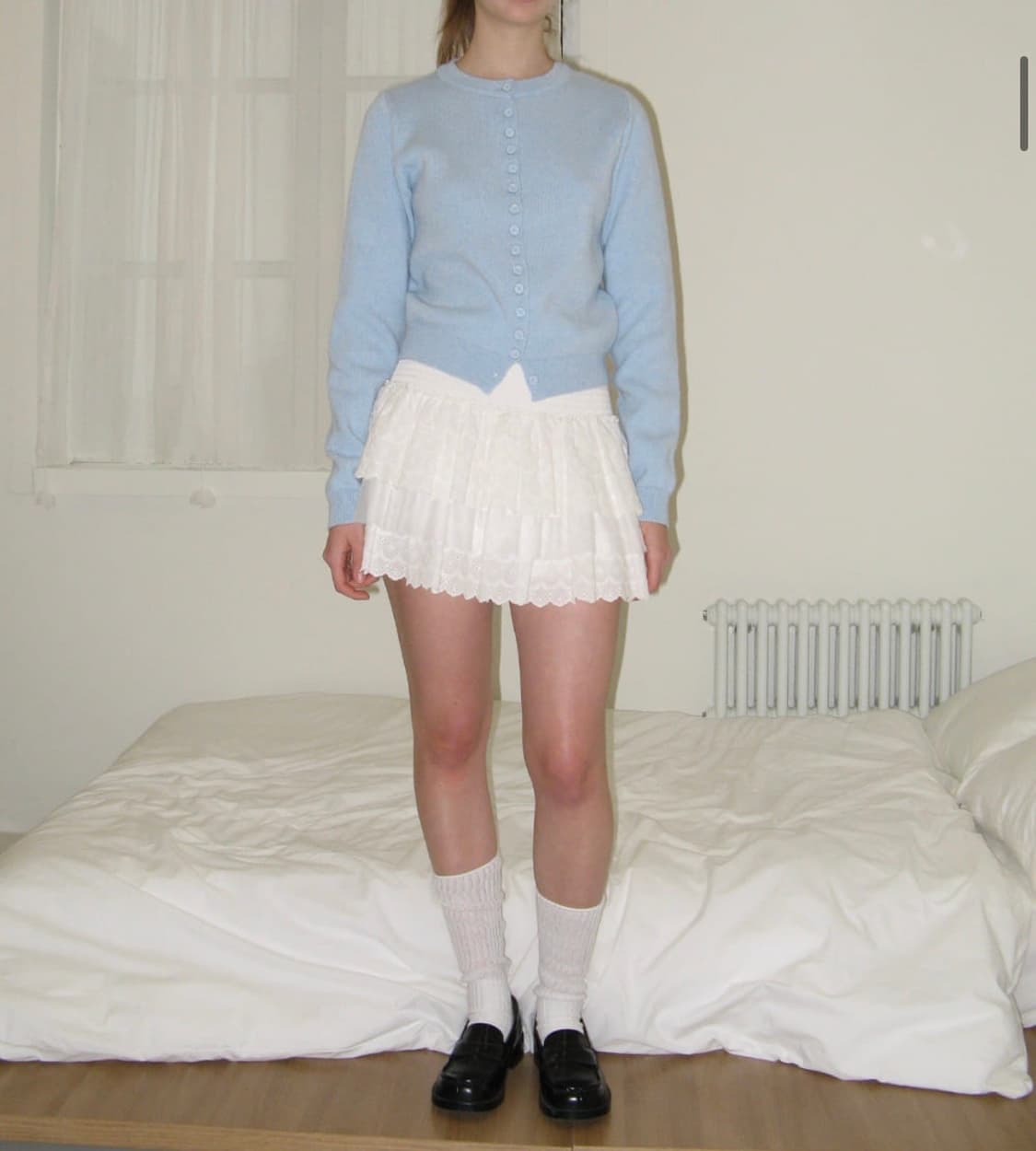 론론 BUTTON UP KNIT CARDIGAN SOFT BLUE 상품이미지1