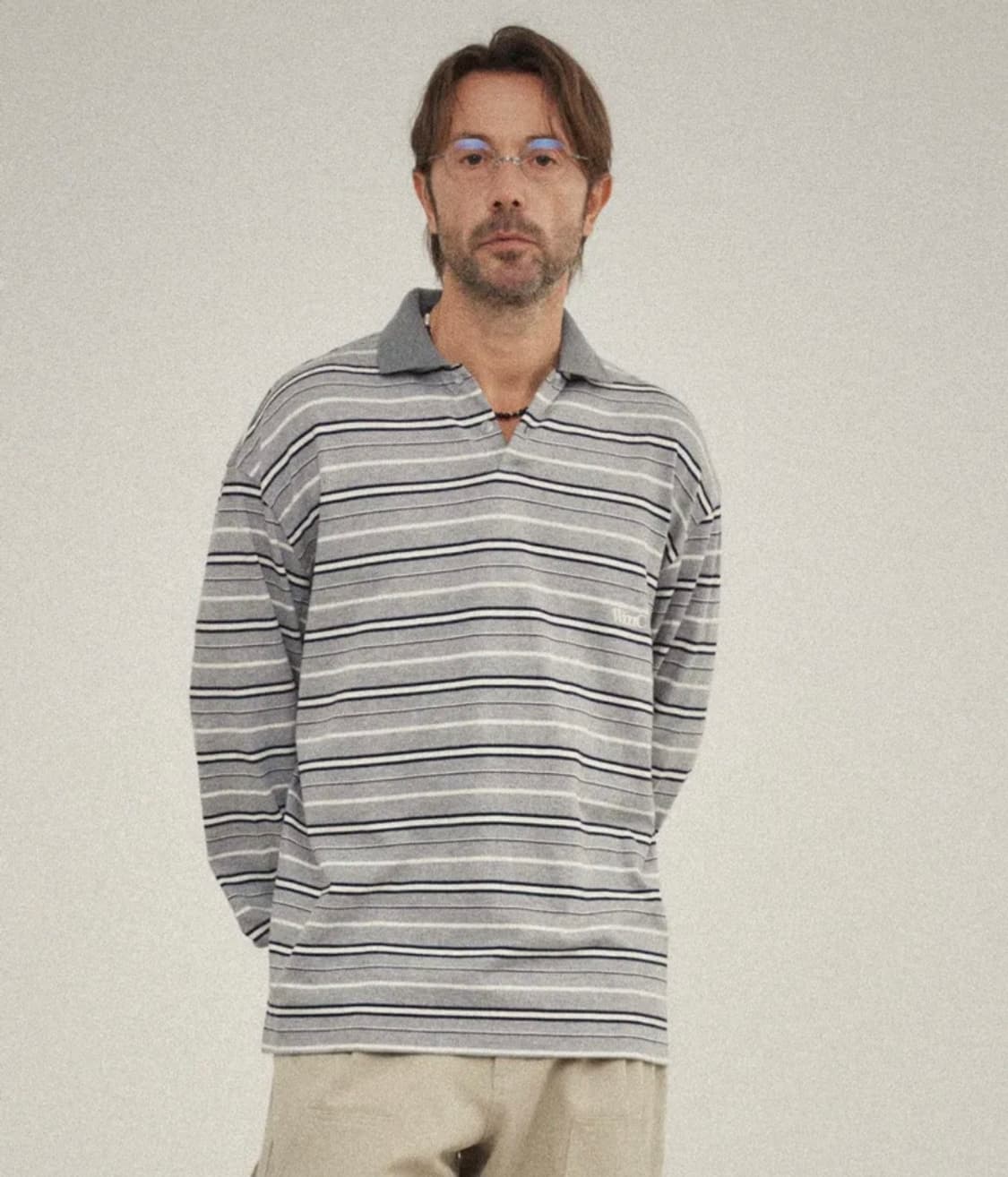 더블유엠씨 스트라이프 카라 럭비티 grey L 상품이미지1