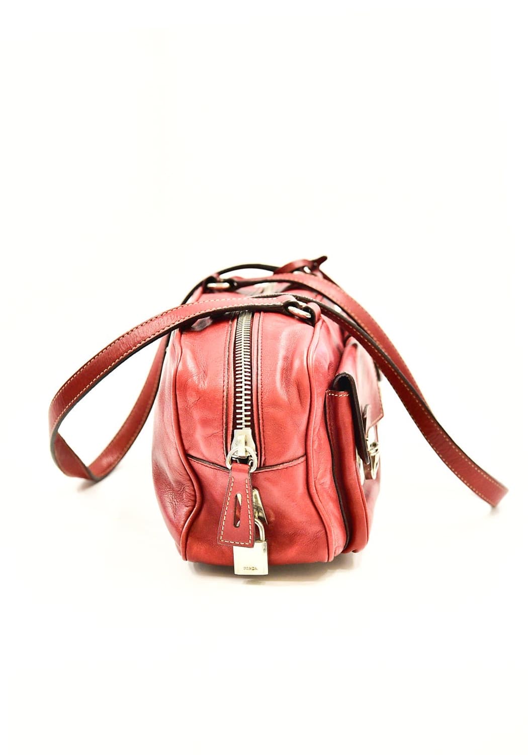 프라다 레드 레더 보스턴 숄더백 (정품) 상품이미지3